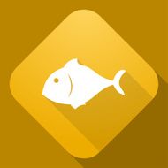 Vector icon of Fish with a long shadow