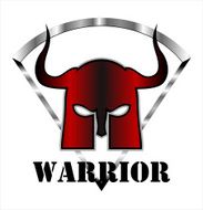 red warrior mask over the white shield