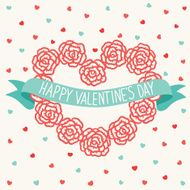 Valentine greeting card with floral heart and ribbon N2