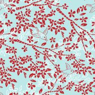 vector seamless of birds branches and flowers N2