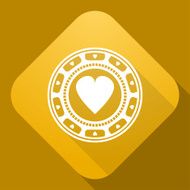 Vector icon of Casino Chip with a long shadow N4