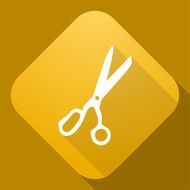 Vector icon of Scissors with a long shadow N3