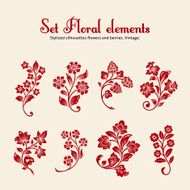 Vector set of Vintage floral elements N2