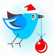bird with christmas ball