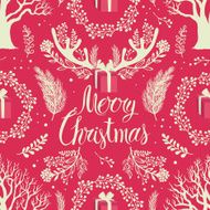 Merry Christmas White trees on tne red background