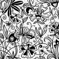 Abstract floral background in black and white