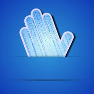 Vector palm with binary code on blue background