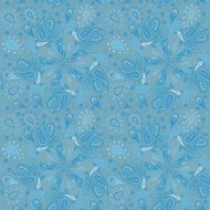 Blue Abstract floral seamless pattern with paisley N2