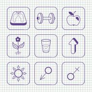 Sketches simple medical icons set