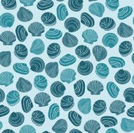 Seamless blue pattern with shells