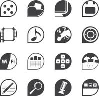 Silhouette phone performance internet and office icons N2