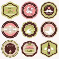 Vector collection of decorative wedding sticker