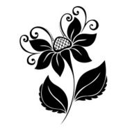 Beautiful Decorative Flower with Leaves (Vector) N40