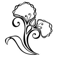 Beautiful Decorative Flower with Leaves (Vector) N41