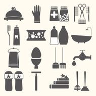 Vector set with decorative hygiene icons silhouettes