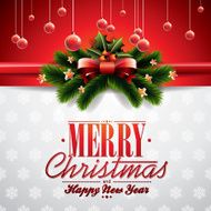 Christmas illustration with ribbon and shiny holiday elements