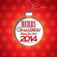 Christmas illustration with abstract ball and typographic design