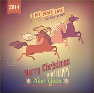 Vintage Galloping Horse Vector Christmas 2014 Card