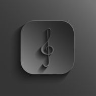 Note key icon - vector black app button