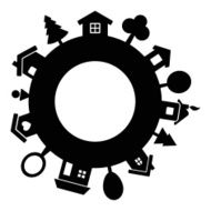 planet with houses background