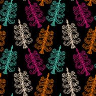 Holiday seamless pattern with colorful christmas tree