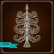 Vintage card with Christmas tree N2