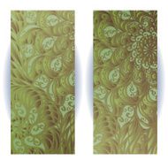 Set of abstract green banners with floral pattern
