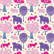 Wild animals in the forest Seamless pattern N2