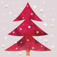 batik christmas red tree