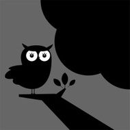 Black cartoon owl silhouette
