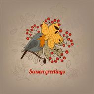 Autumn card with bird