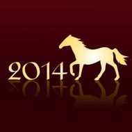 New Year&#039;s card 2014 with a horse