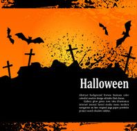 grunge background for holiday halloween with crosses and bats