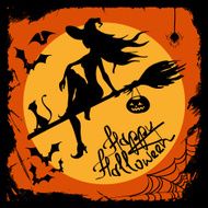 Halloween illustration with witch silhouette