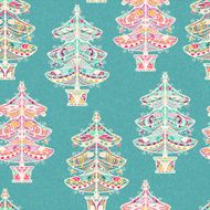 Vintage seamless pattern with Christmas tree N2