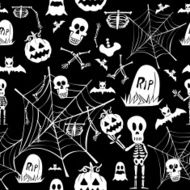 Happy Halloween white elements seamless pattern background EPS10 vector file