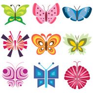 colorful butterflies icons set
