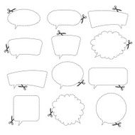 Scissors and speech bubbles