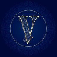 Vintage floral alphabet letter V