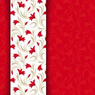 Vector red card with floral pattern