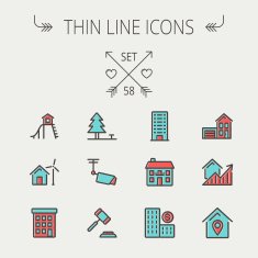 Real Estate thin line icon set N10