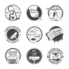 Set of vintage logos labels and badges cleaning services N10