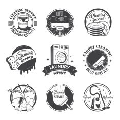 Set of vintage logos labels and badges cleaning services N11