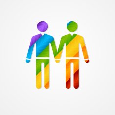 Sign of couple men LGBT card N2