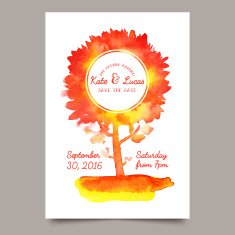 Invitation with watercolor tree N2