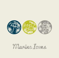 Parasol Fins Ice cream Marine Retro Icons