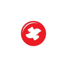 Red bird cross sign Vector Illustration