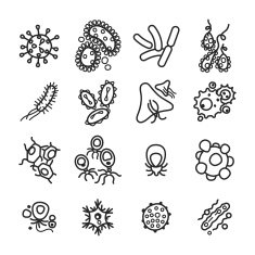 Vector bacteria and virus icons set
