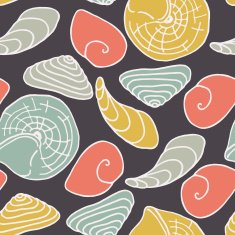 vector sea shells seamless pattern N6