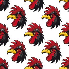 Cartoon cock or rooster seamless pattern